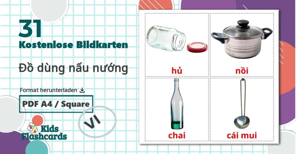 31 Bildkarten für Đồ dùng nấu nướng