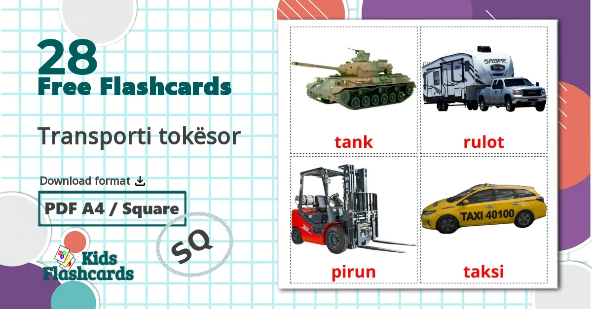 Land transport - albanian vocabulary cards