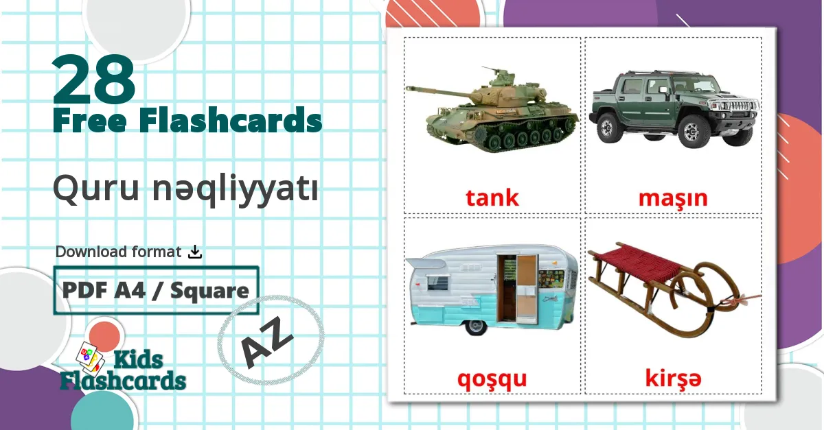 Land transport - azerbaijani vocabulary cards