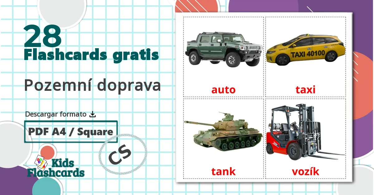 28 tarjetas didacticas de Pozemní doprava