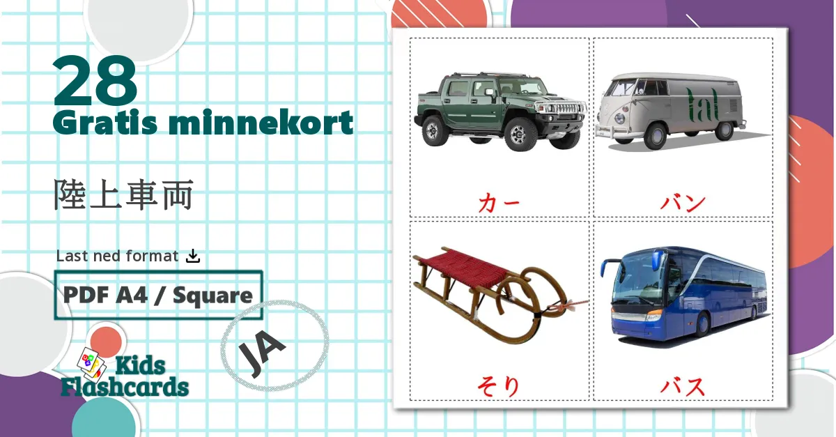 28 陸上車両 bildekort