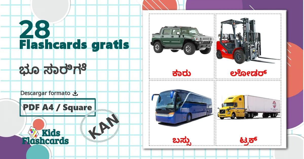 28 tarjetas didacticas de ಭೂ ಸಾರಿಗೆ