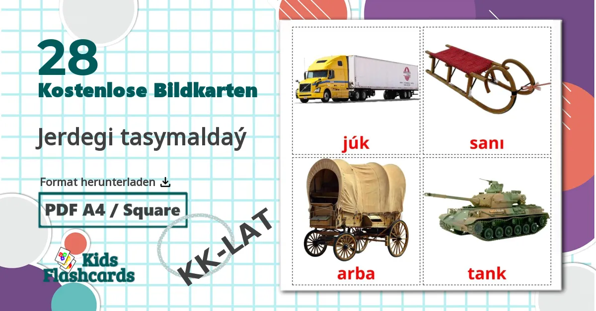 28 Bildkarten für Jerdegі tasymaldaý