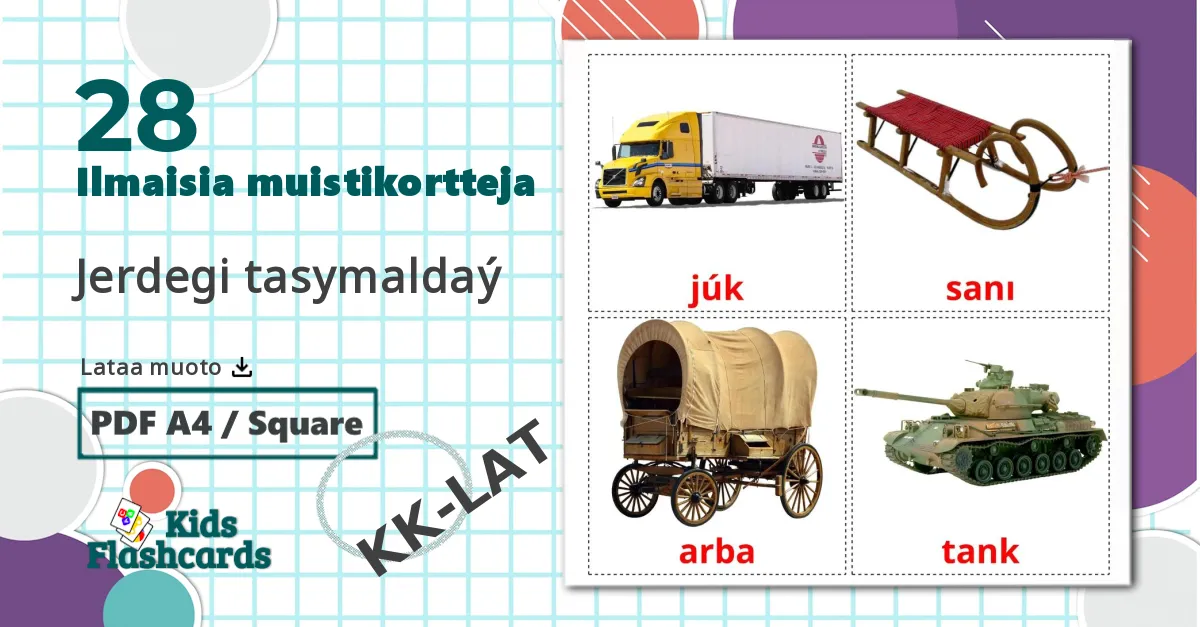 28 Jerdegі tasymaldaý lasten kuvakortit