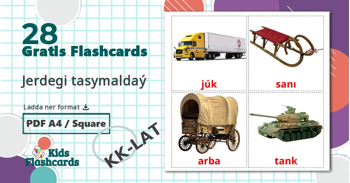 28 Jerdegі tasymaldaý bildkort för barn