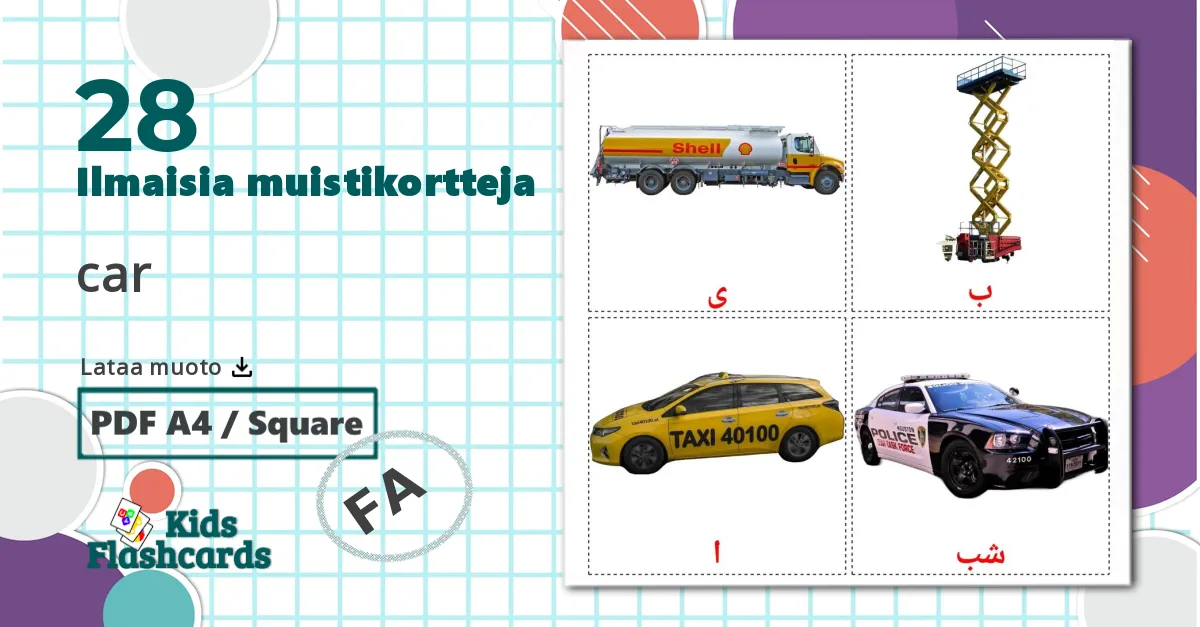 28 Maakuljetus lasten kuvakortit