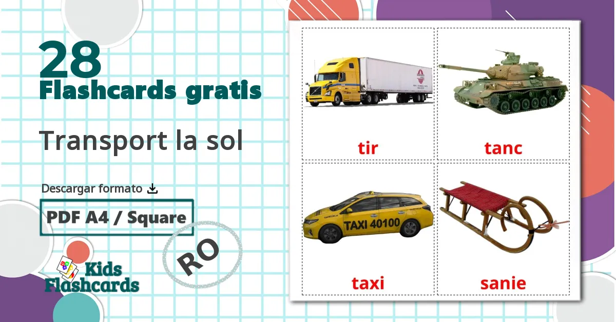 28 tarjetas didacticas de Transport la sol