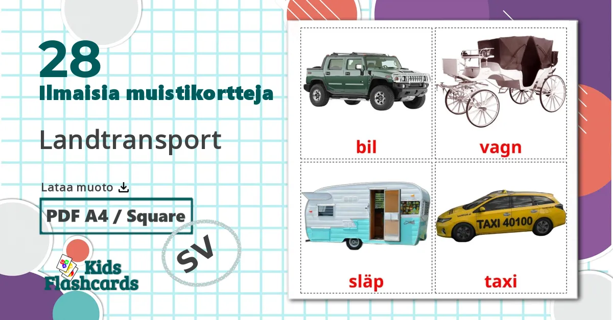 28 Landtransport lasten kuvakortit