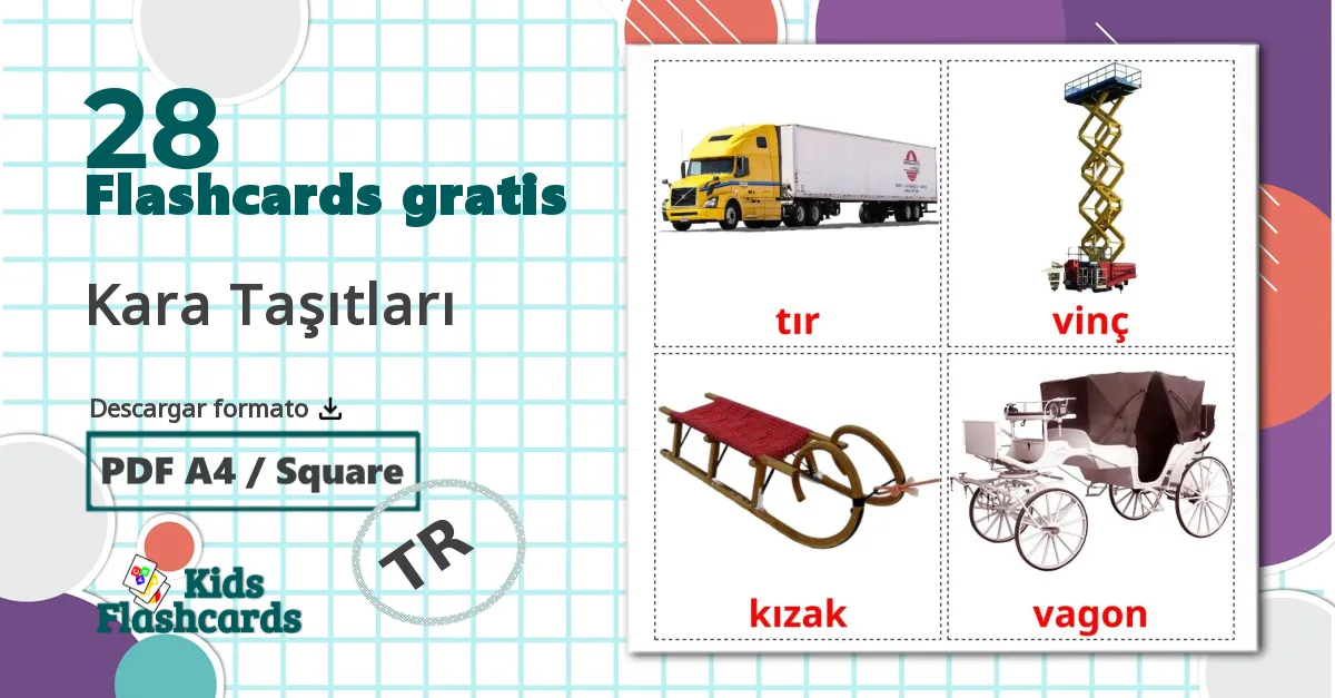 28 tarjetas didacticas de Transporte terrestre