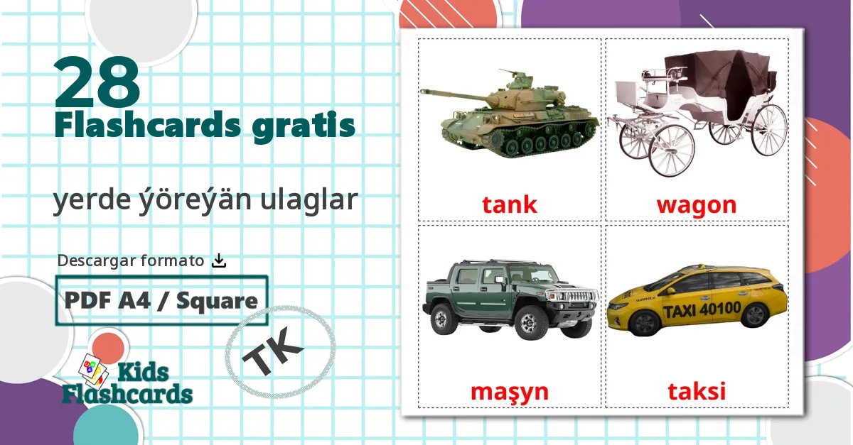 28 tarjetas didacticas de Transporte terrestre