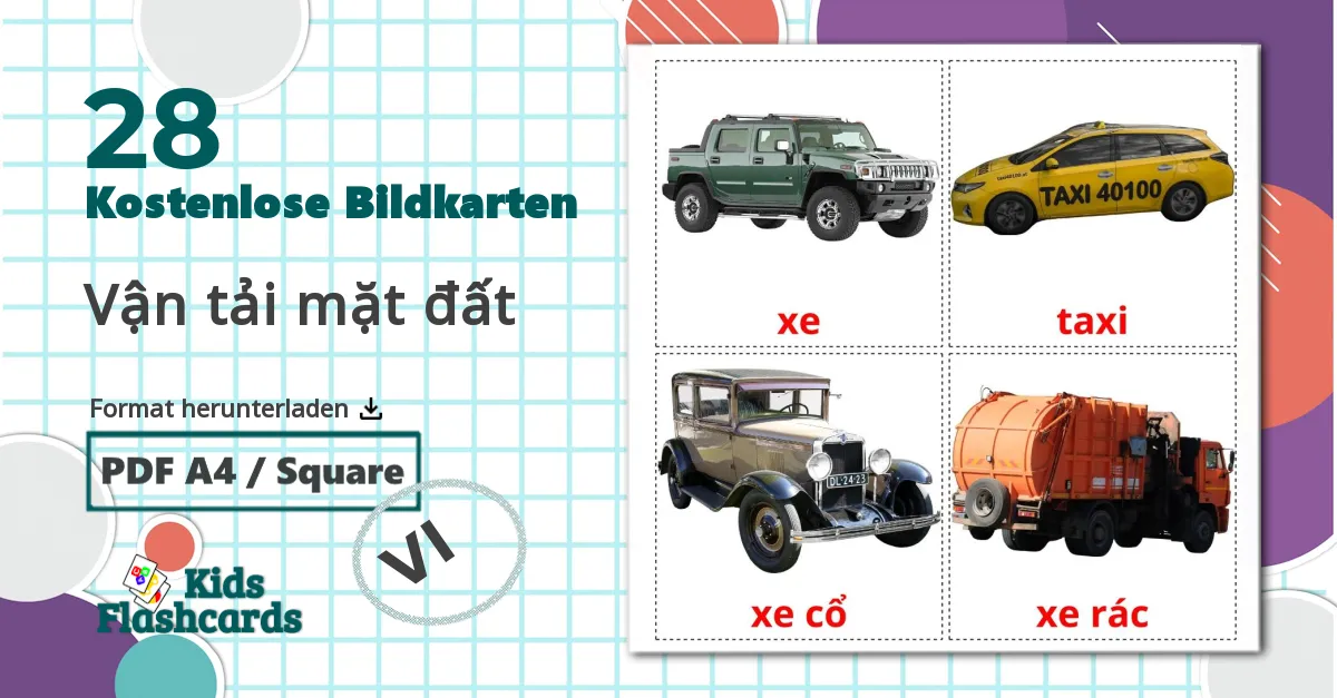 28 Bildkarten für Vận tải mặt đất