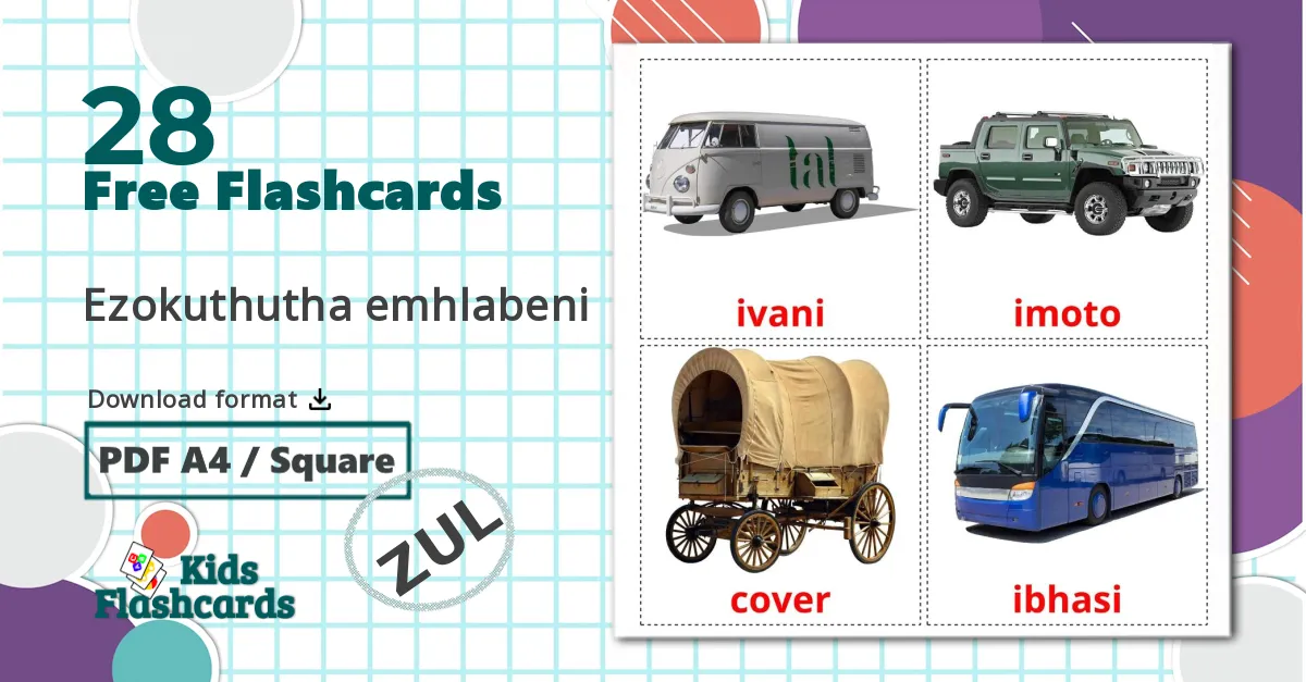 28 Land transport lasten kuvakortit