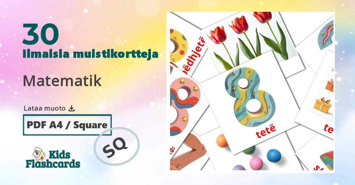 30 Matematik lasten kuvakortit