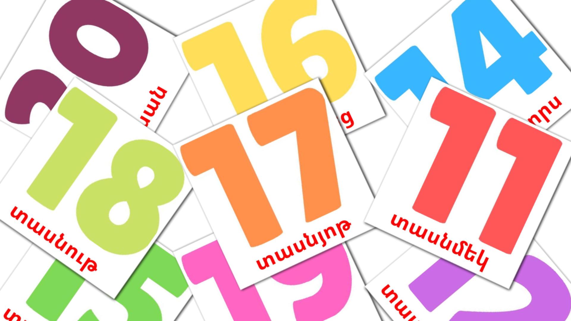 armenio tarjetas de vocabulario en math