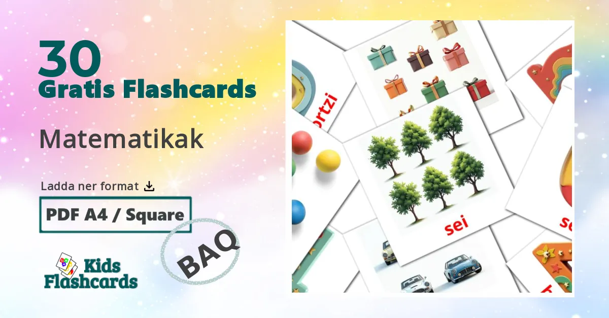 30 Matematikak bildkort för barn