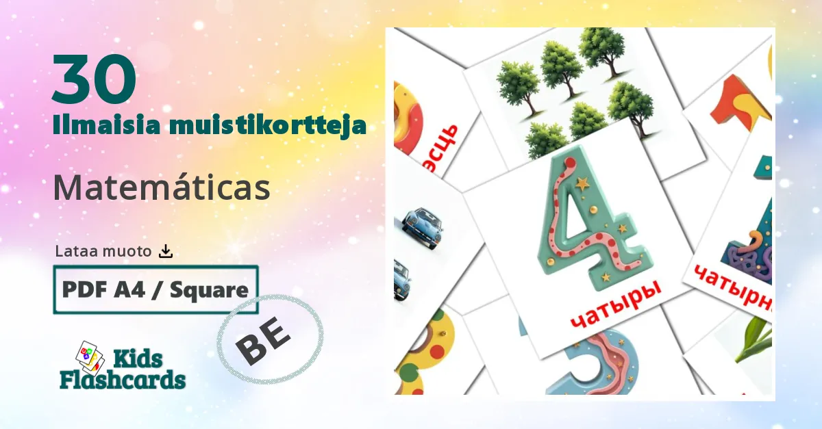 Matemáticas – lasten kuvakortit valkovenäjänksi sanastoon
