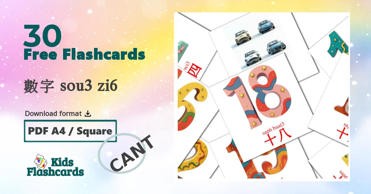 數字 sou3 zi6 cantonese(Colloquial) vocabulary flashcards