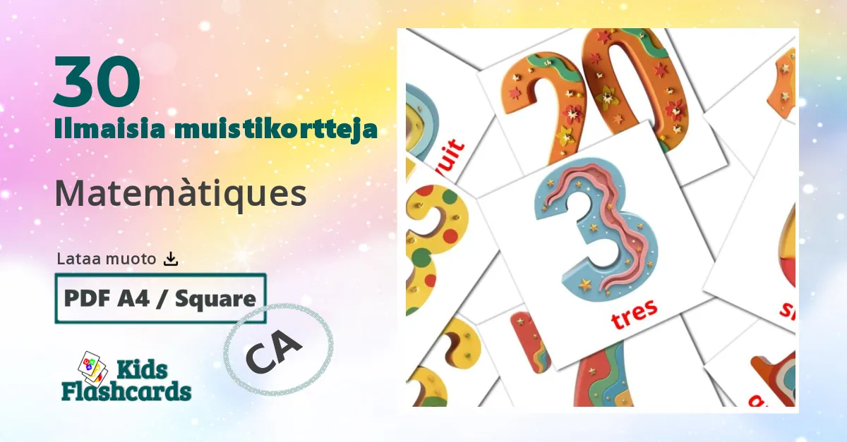 Matemàtiques  – lasten kuvakortit catalanksi sanastoon