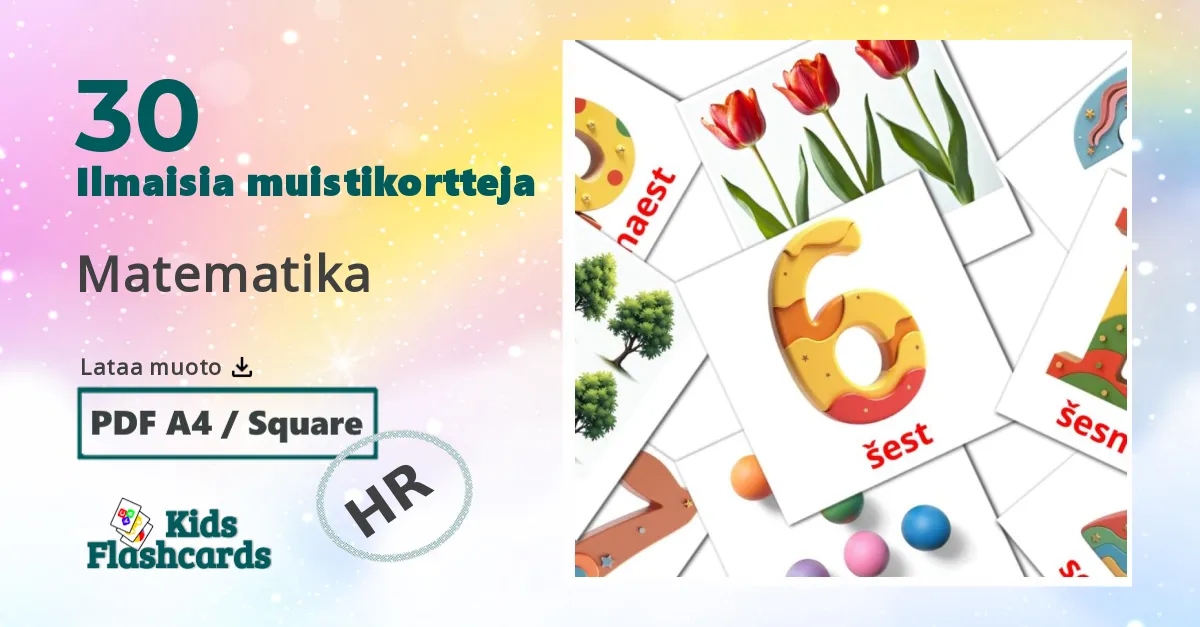 Matematika – lasten kuvakortit kroaattiksi sanastoon