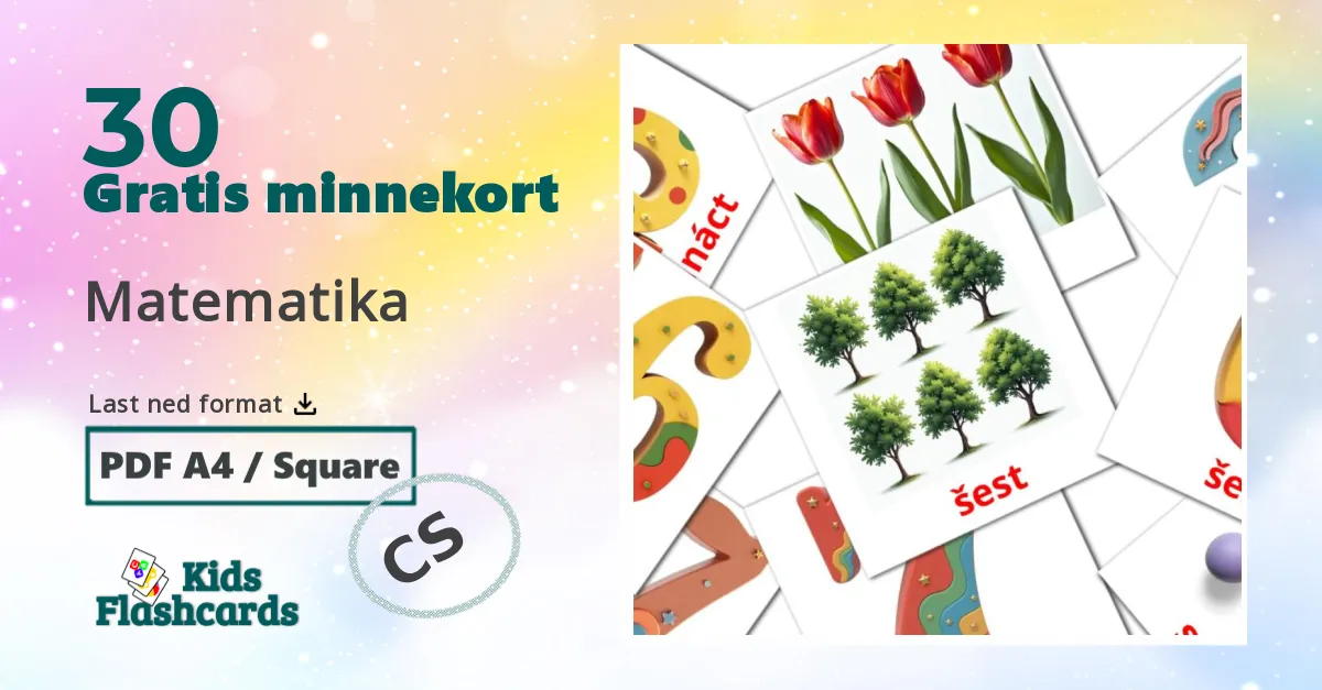 Matematika bildekort for barn på tsjekkisk