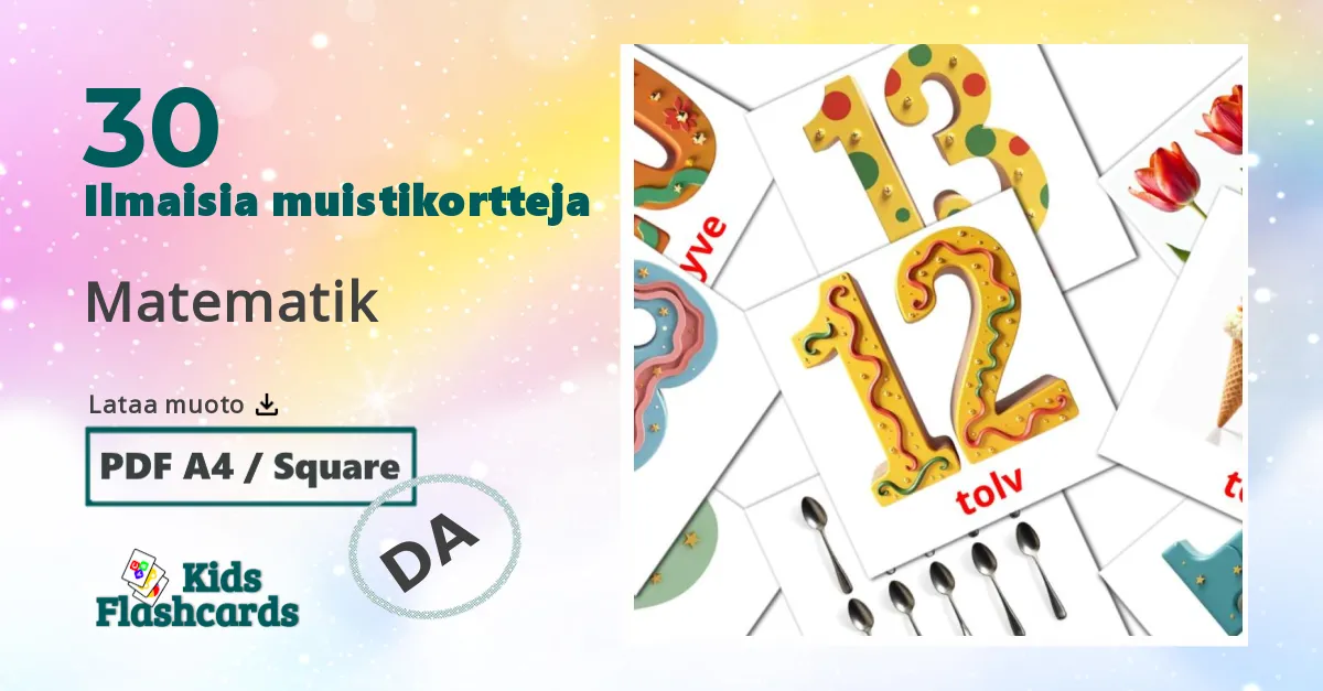 30 Matematik lasten kuvakortit