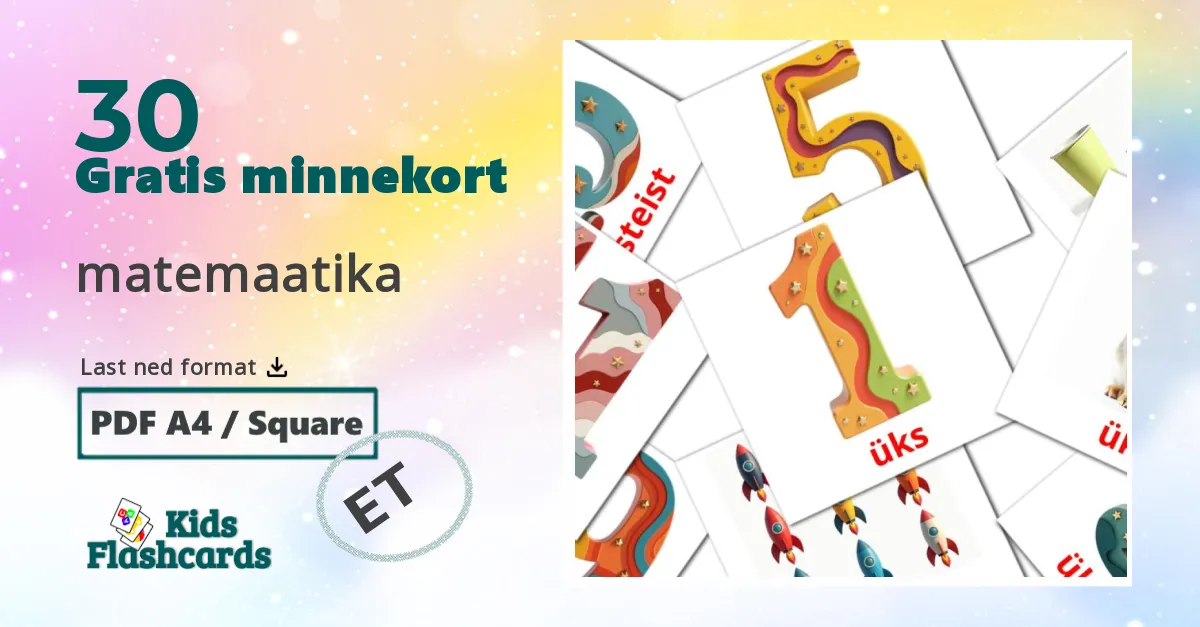 matemaatika bildekort for barn på estonisk