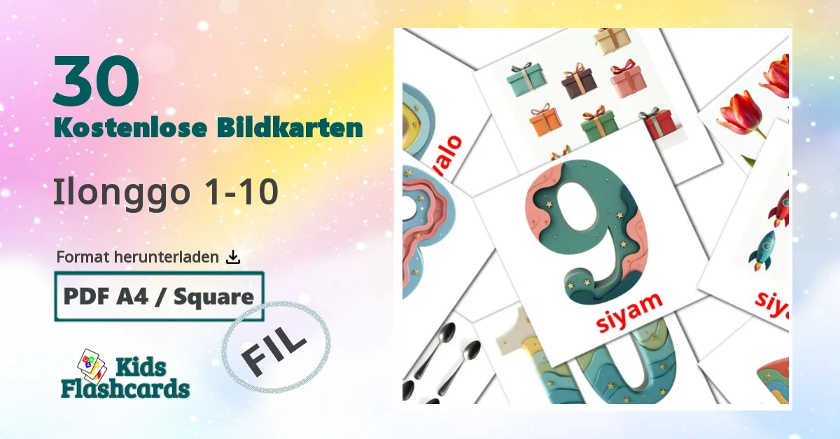 30 Bildkarten für Ilonggo 1-10