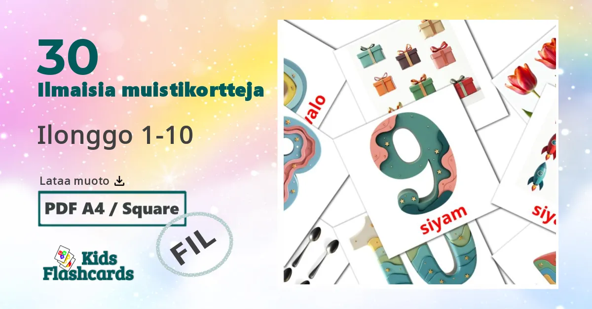 Ilonggo 1-10 – lasten kuvakortit filippiiniläiseksi sanastoon