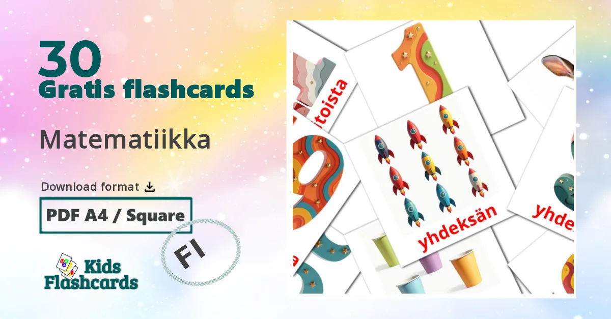 30 Matematiikka billedkort for børn