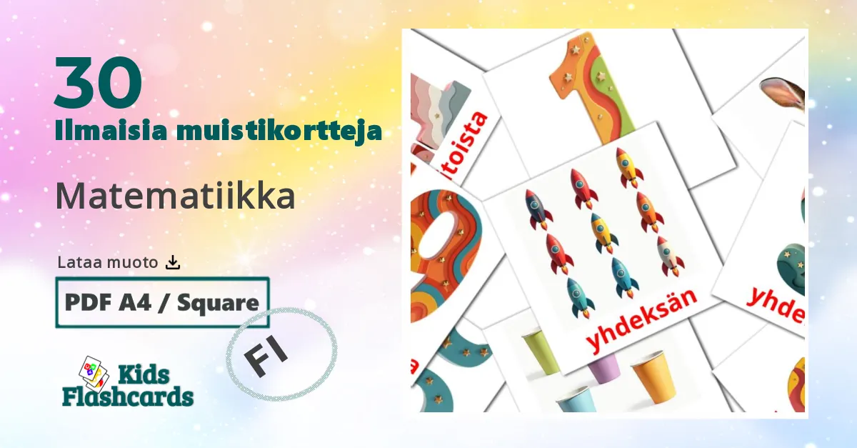 Matematiikka – lasten kuvakortit suomiksi sanastoon