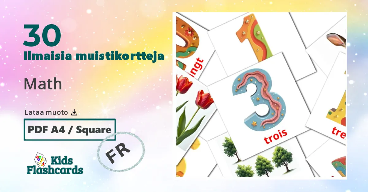 Math – lasten kuvakortit ranskalaiseksi sanastoon
