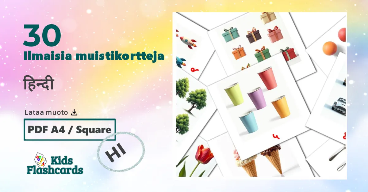 30 हिन्दी lasten kuvakortit