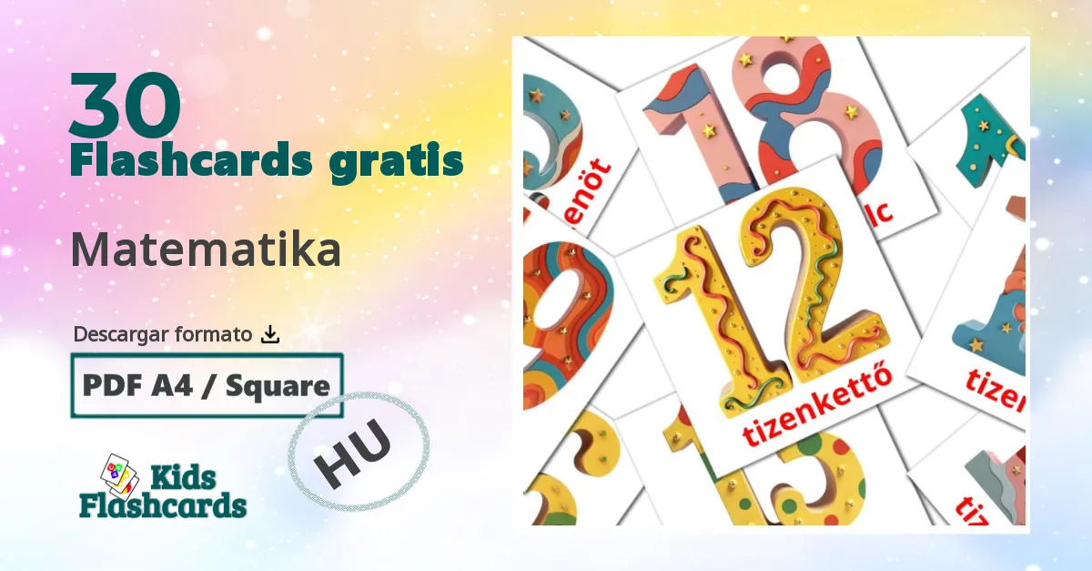 30 tarjetas didacticas de Matematika