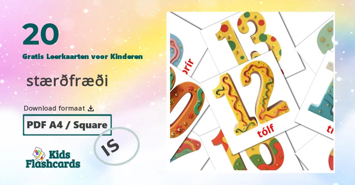 Wiskunde Leerkaarten voor kinderen