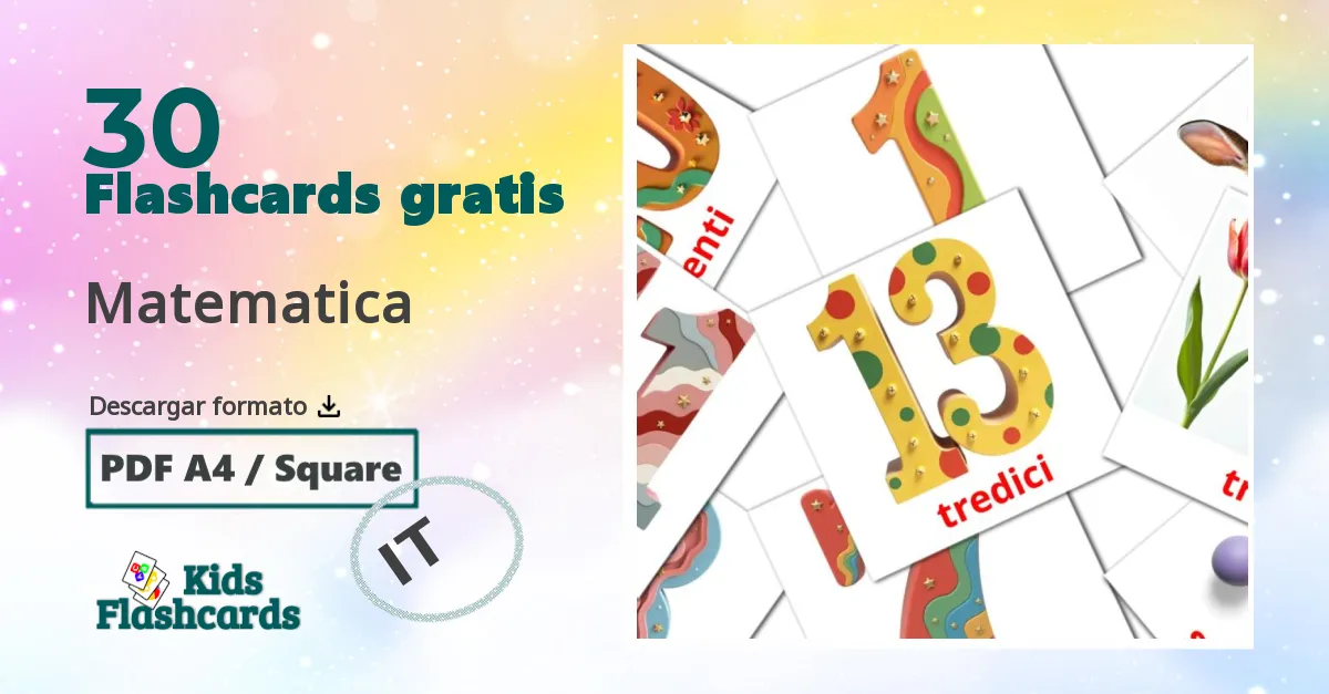 30 tarjetas didacticas de Matematica