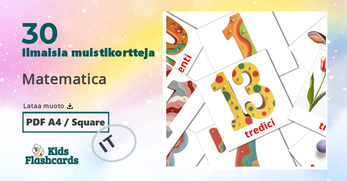 Matematica – lasten kuvakortit italialaiseksi sanastoon