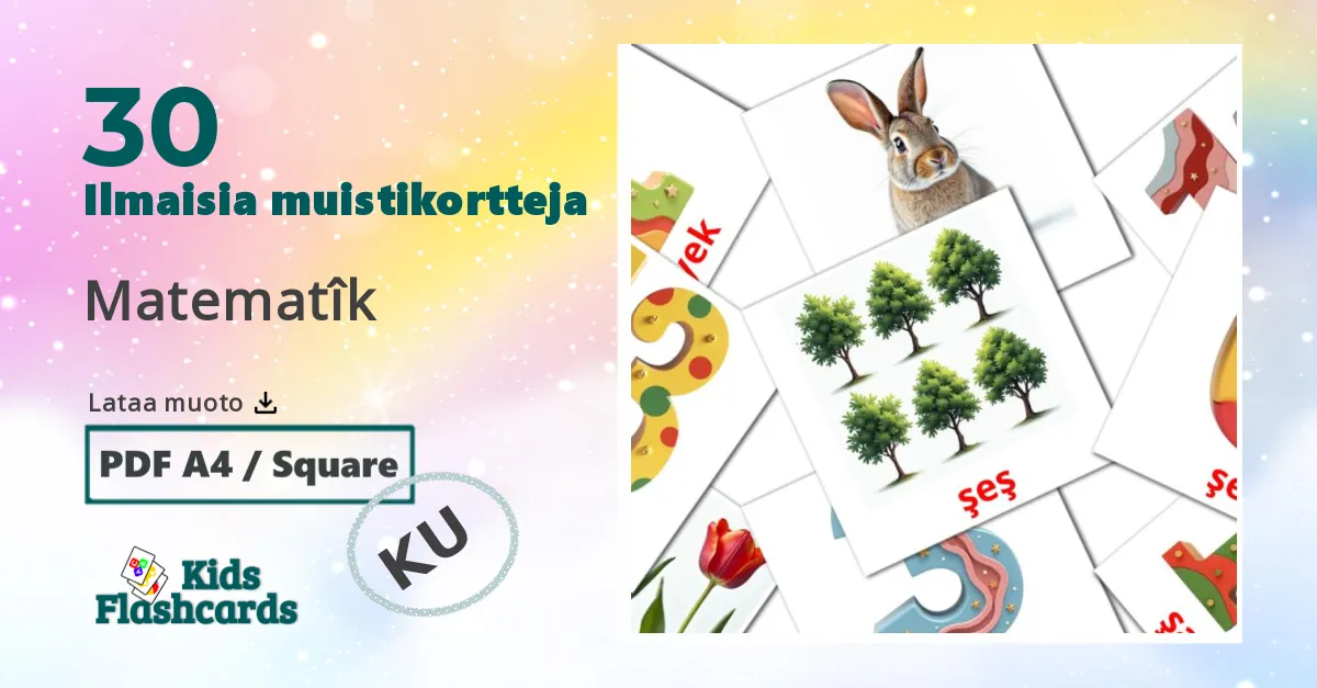Matematîk – lasten kuvakortit kurdiksi(kurmanj) sanastoon