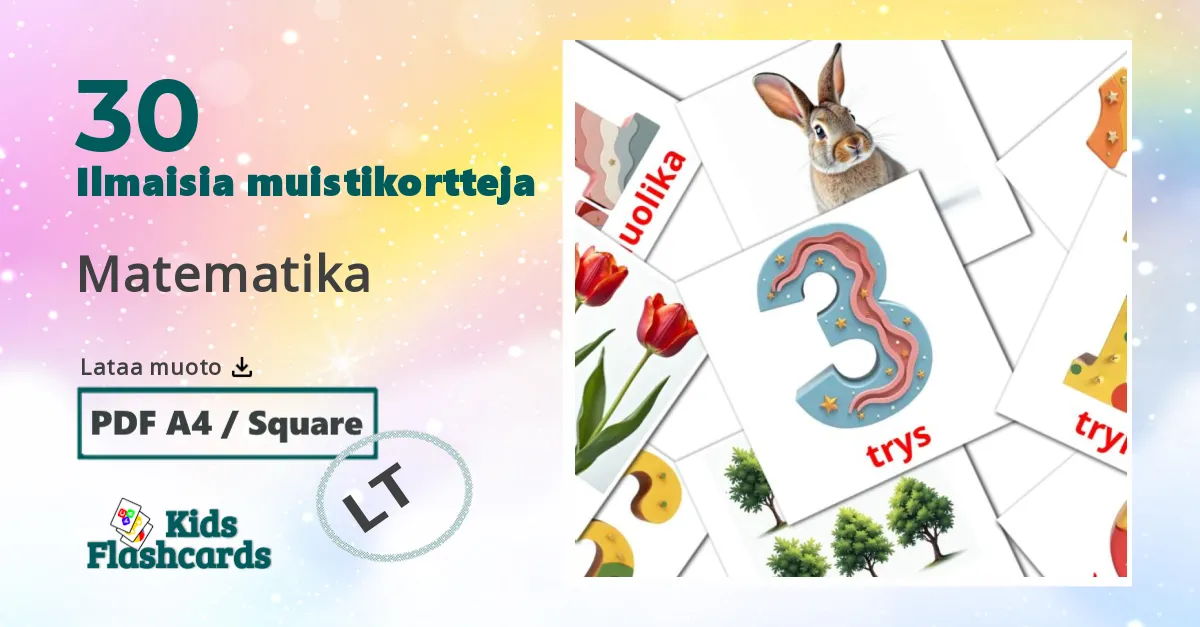 Matematika  – lasten kuvakortit liettuanksi sanastoon