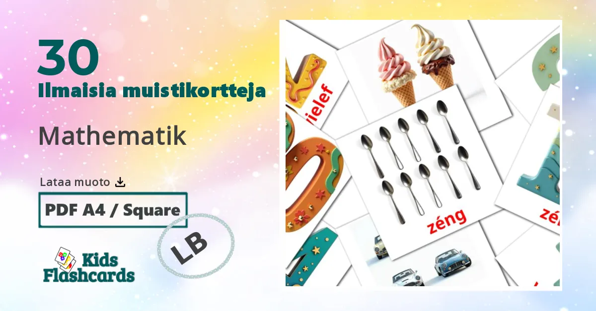 Mathematik – lasten kuvakortit luxemburginksi sanastoon