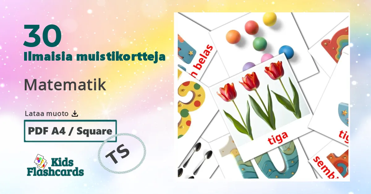 Matematik – lasten kuvakortit malaijiksi sanastoon