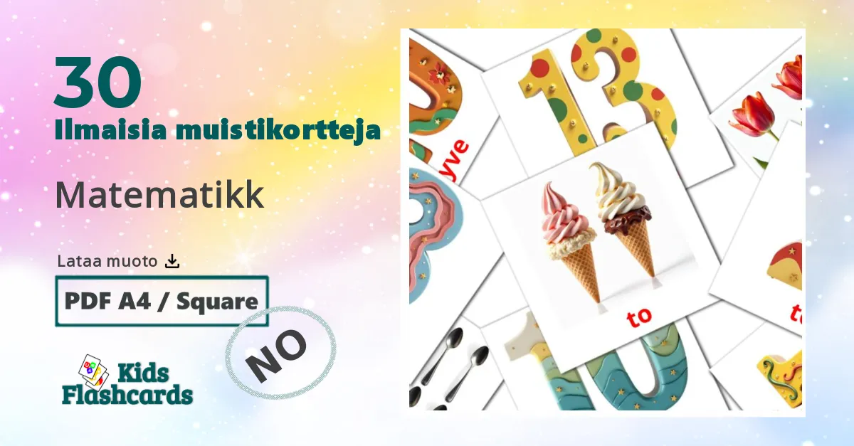 Matematikk – lasten kuvakortit norjanksi sanastoon