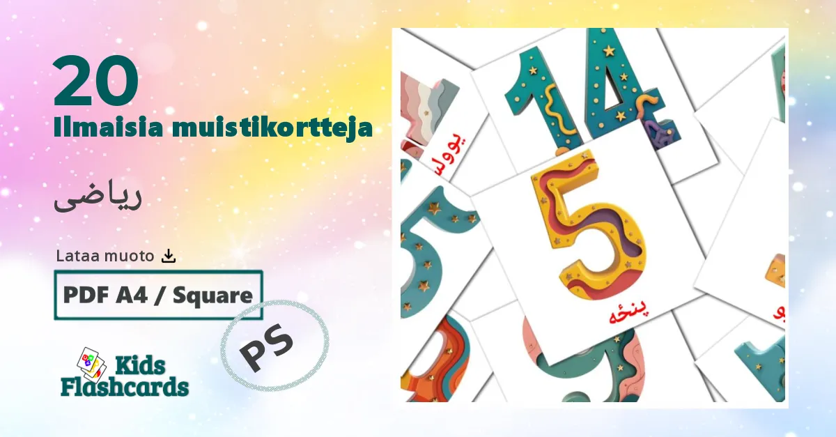 20 ریاضی lasten kuvakortit