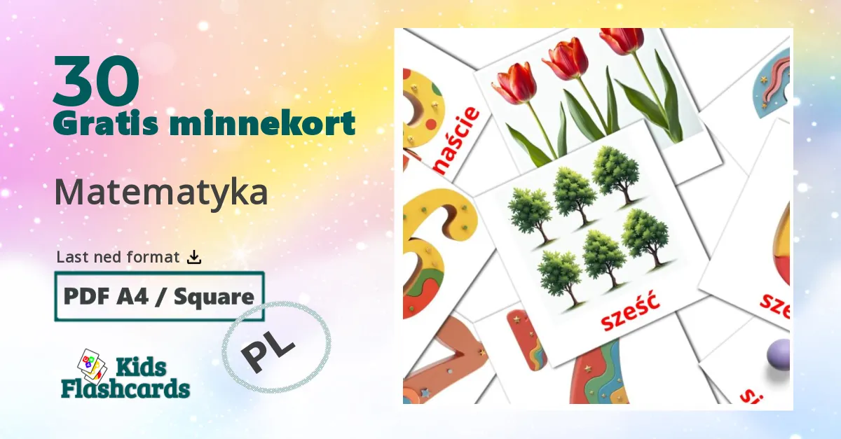 Matematyka bildekort for barn på polsk