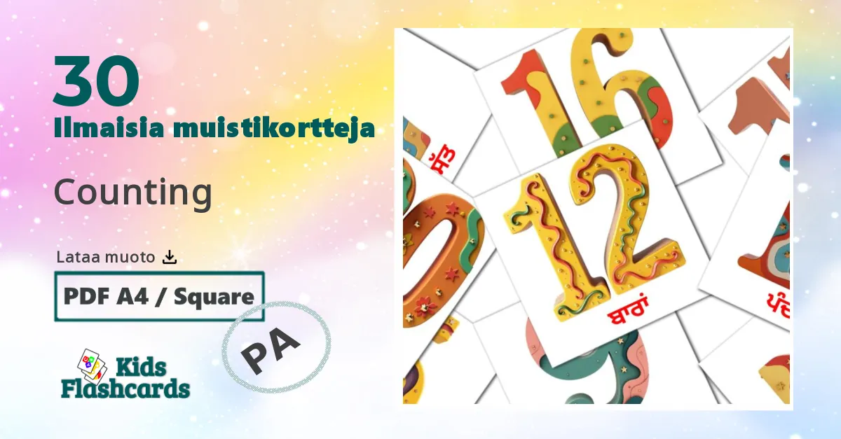 Matematiikka lasten kuvakortit