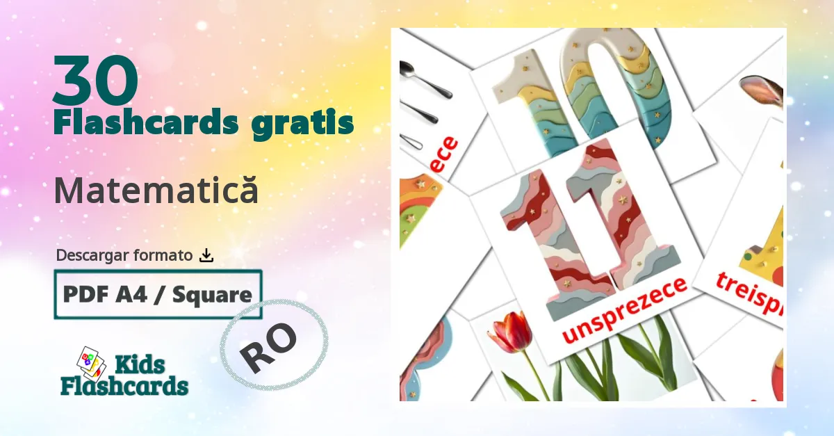 30 tarjetas didacticas de Matematică