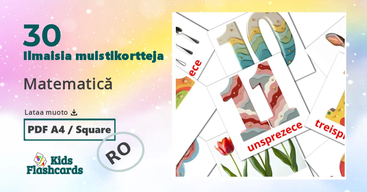Matematică – lasten kuvakortit romanianksi sanastoon
