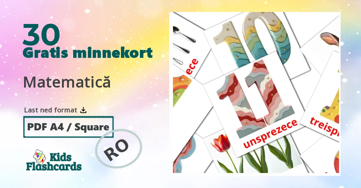 Matematică bildekort for barn på rumensk