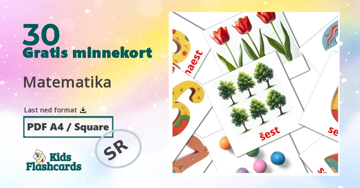 Matematika bildekort for barn på serbisk
