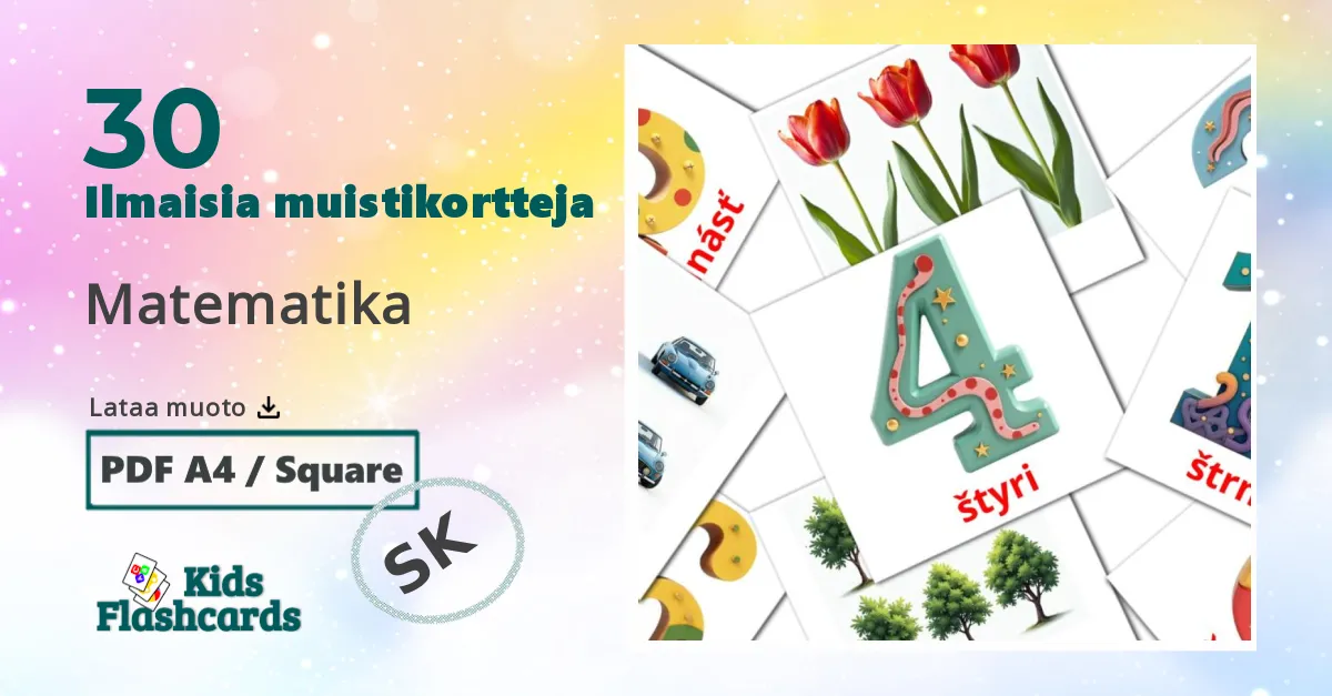 Matematika – lasten kuvakortit slovakianksi sanastoon