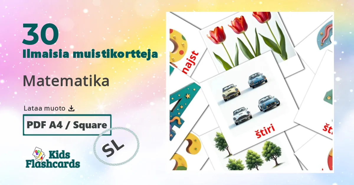 Matematika – lasten kuvakortit slovenianksi sanastoon